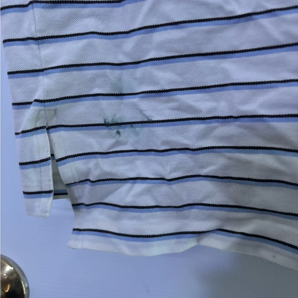 Polo Golf Ralph Lauren‎ Mens Striped Polo Shirt White Blue Size XL
